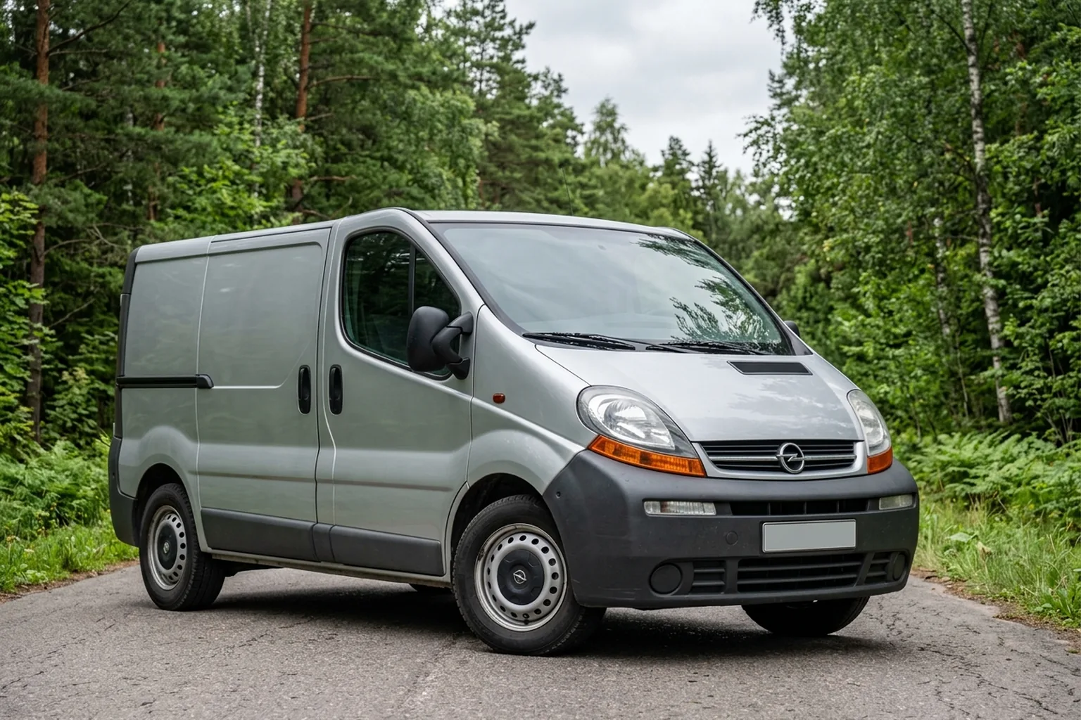 Иллюстрация Opel Vivaro A на лесной дороге