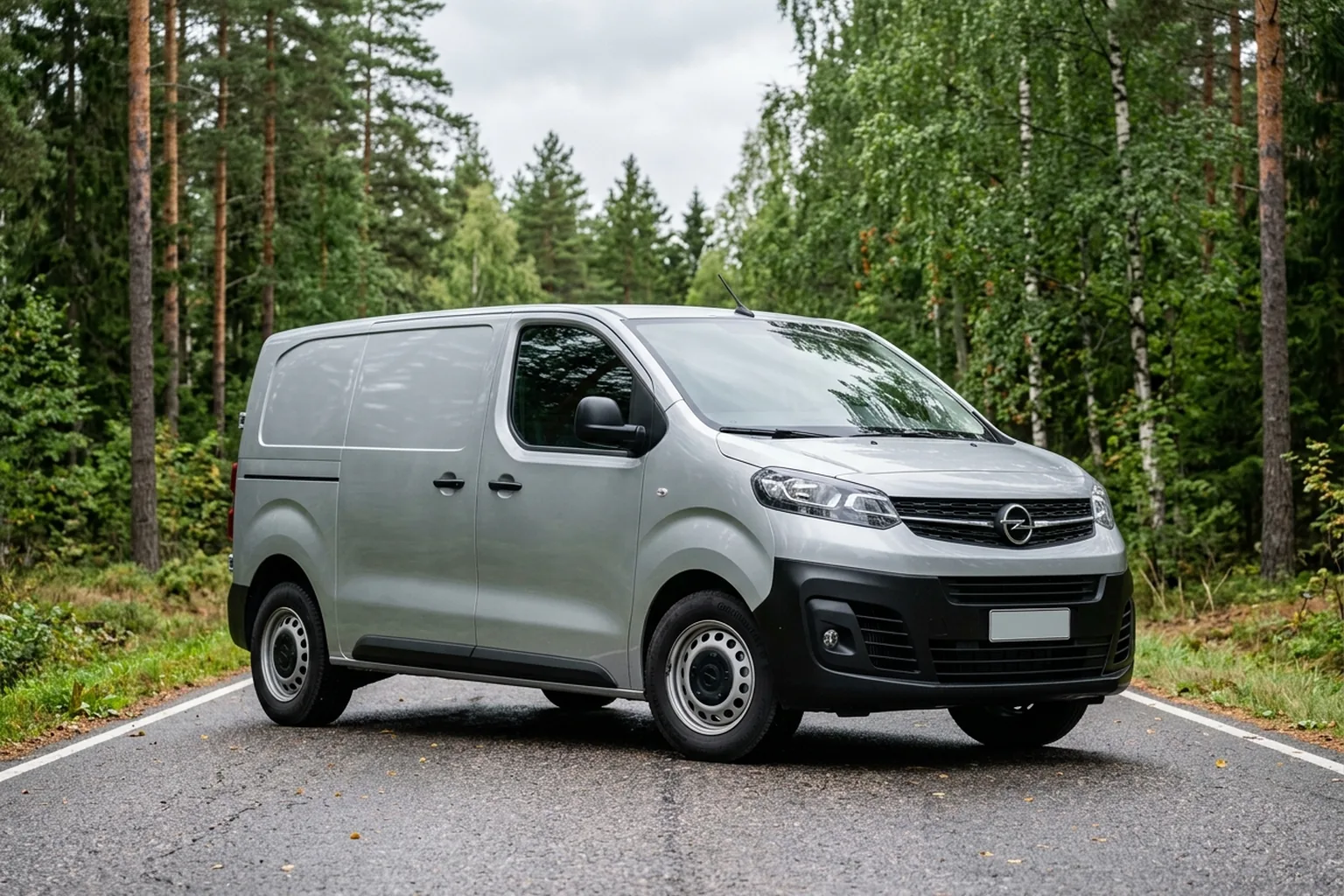 Иллюстрация Opel Vivaro C на лесной дороге